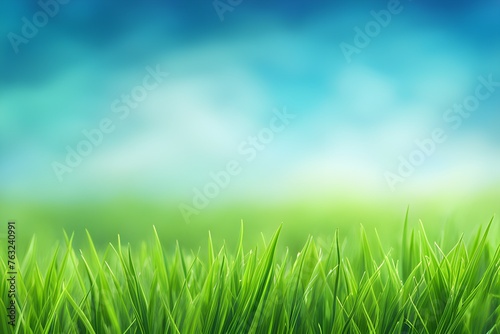 Beautiful green grass under blue skies