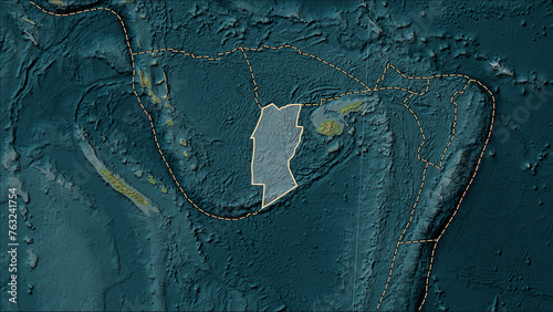 Conway Reef plate - boundaries on the map