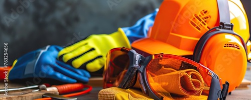 Standard construction worker safety equipment to protect workers from work accidents