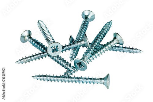 group of screws on transparent background