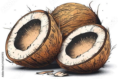 flat logo vector of coconut fruit white background