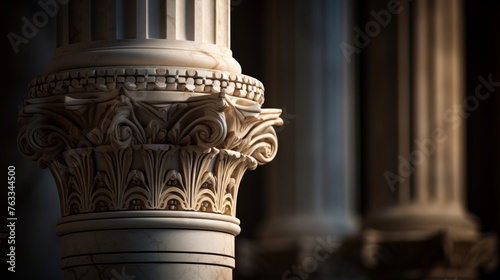 Geometrically patterned Doric column showcases artistic fusion on classical form