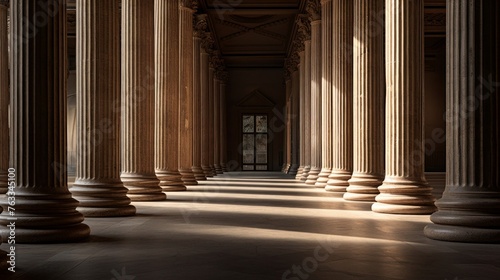 Doric colonnade leads to hidden library filled with ancient texts