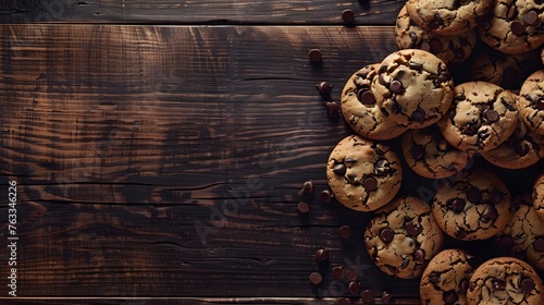 chocolate chip cookie on a wooden background