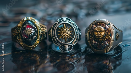 three of the coolest samurai themed signet rings that feature prominently in my imaginary collection