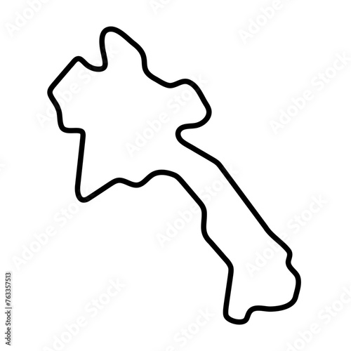 Laos country simplified map. Thick black outline contour. Simple vector icon