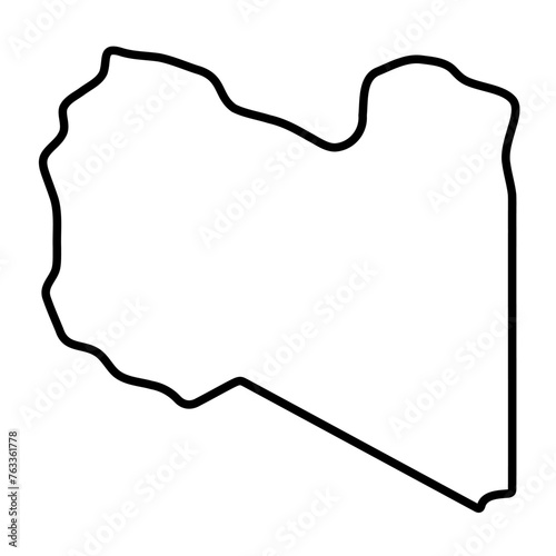 Libya country simplified map. Thick black outline contour. Simple vector icon