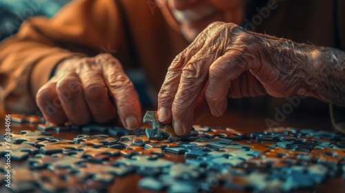 A concept image of a financial asset puzzle, with the last piece being placed by a retiree, completing the retirement security picture