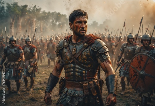 Portrait of a Roman soldier after winning a battle