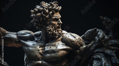 Classical statue of gladiator battle determination and weaponry detailed