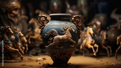 Greek amphora adorned with images of mythical creatures detailed artistry