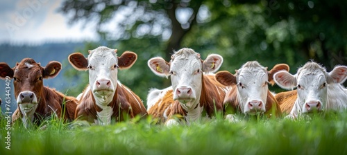 Cattle relaxing under oak trees, enjoying shade and resting in peaceful surroundings