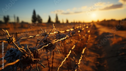 barbed wire fence symbolizes protection.