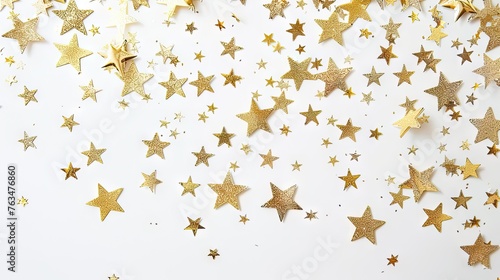 A radiant set of gold stars isolated on a crisp white background, adding a touch of celestial elegance to any design.