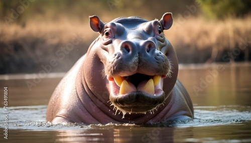 A Hippopotamus With Its Nostrils Flaring Sniffing Upscaled 10