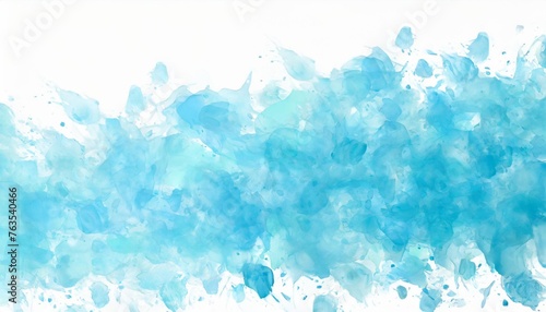 blue watercolor paint splashes texture on white background