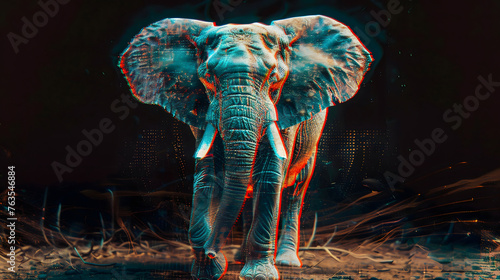 Digital art auction of majestic elephant holograms, proceeds supporting wildlife conservation , 8k