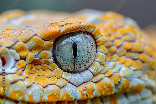 Close-up Detail of a Colorful Scales and Eye of a Pantherophis Guttatus Snake in Natural Habitat