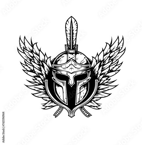 Spartaner Helm Vektor Gladiator Wappen Sparta Logo Krieger Symbol