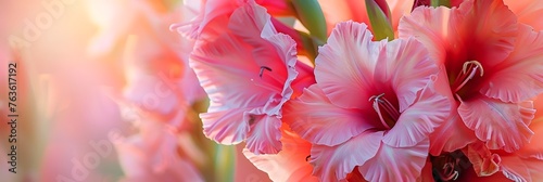 gladiolus in garden close up 