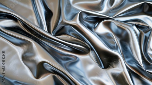 Silvery texture of leather fabric for an abstract background closeup
