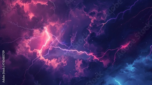 Lightning against a stormy sky, conveying intensity and power in digital designs.