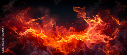 Translucent fire flames and sparks on dark illustrations