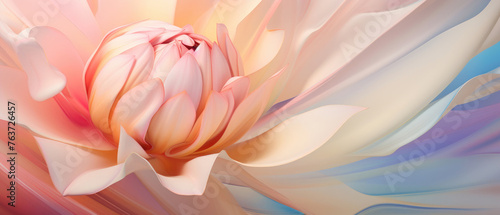 abstract close-up cream pink flower Petal blooming bud with bright color created with Generative AI Technology