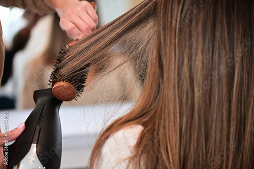 Professional Blow Drying Hair with Round Brush