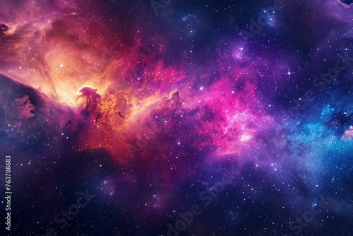 Panorama colorful background with nebula galaxy space. Generative AI