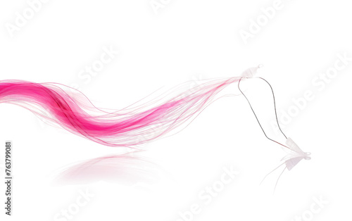 Flowing Long Pink Hair in the Wind. On a White or Clear Surface PNG Transparent Background.