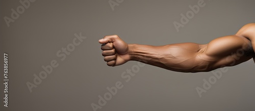 A man's arm extended