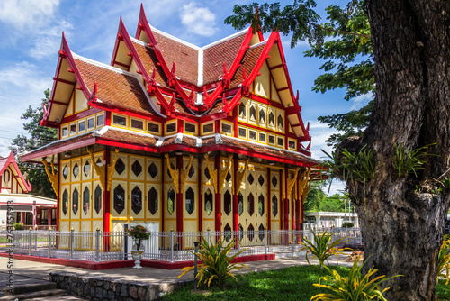 The front of Hua Hin railway station in Prchuap Khiri Khan province, Thailand
