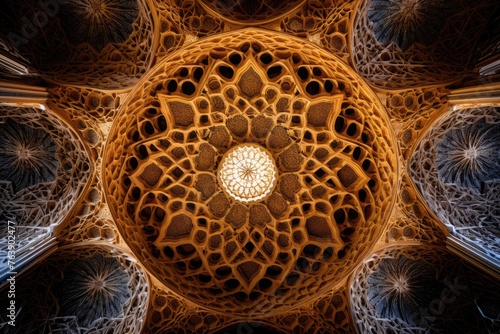 The intricate patterns on the ceiling of Seville, Spain.