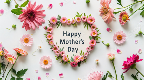 Background with decorations and Happy Mother's Day inscription 
