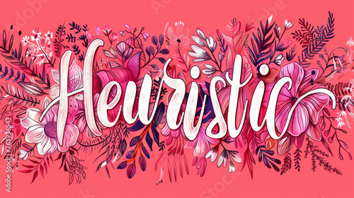 The image shows a single colored background with the word "Heuristic" in bold letters, representing an innovative and intuitive approach.