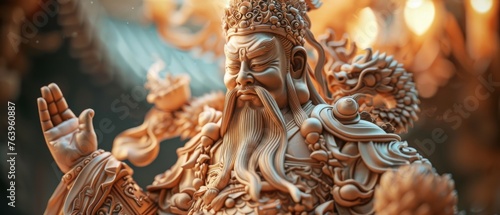 Auspicious Pose Pose the God of Wealth in an auspicious manner such as beckoning with his hand or holding a cornucopia