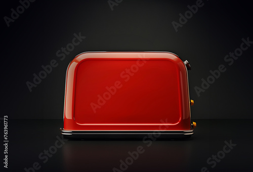 Red toaster on a dark background. Kitchen equipment.