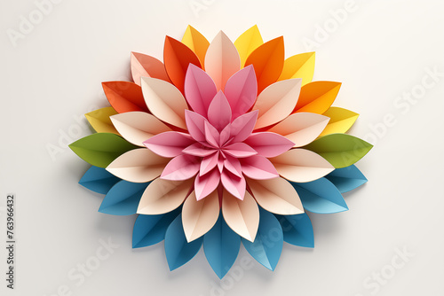 Colorful origami flower in paper cut style. Vector illustration.