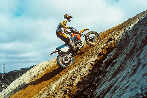 Motocross rider on the race track, Extreme sport concept