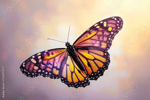 Beautiful monarch butterfly, Danaus plexippus, on colorful background