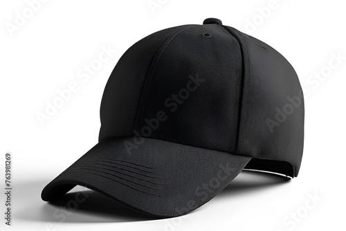 Black baseball cap mockup isolated on a white background. Front view.