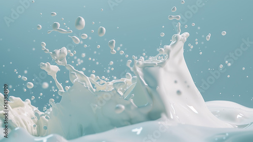 milk splash isolated on blue