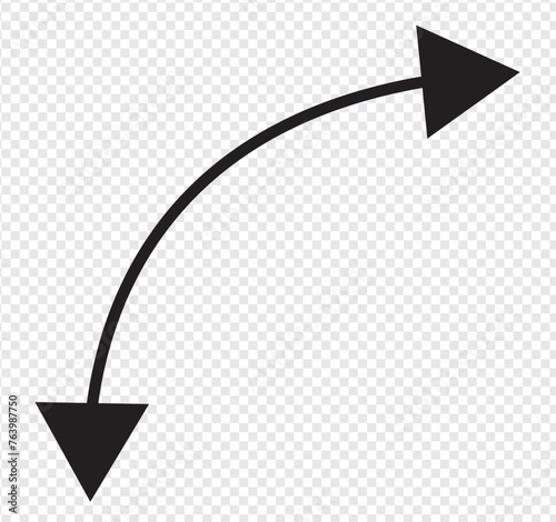 Dual semi circle arrow. Vector illustration. Semicircular curved thin long double ended arrow. vector illusration