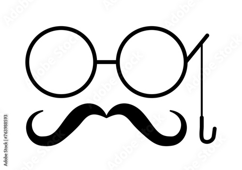 Icono de gafas clásicas con bigote.