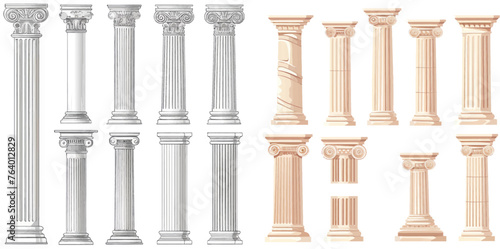 Roman ancient vintage marble, greece facade architecture