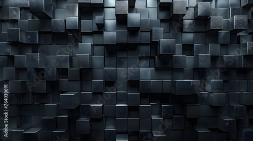 A modern, almost futuristic design of stacked cubic blocks forming a unique 3D wall, representing organization and innovation