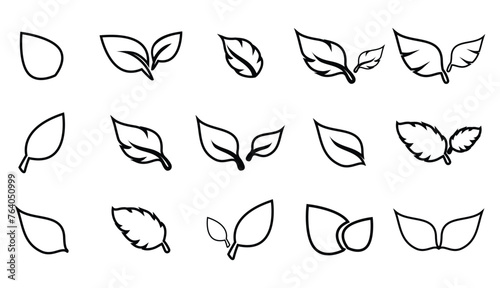 leaf line icon set Vector illustration.