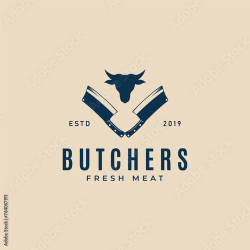 butchery knife logo vintage design template vector illustration design graphic