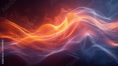 Air flow on dark background with infrared wind wave effect. Modern illustration